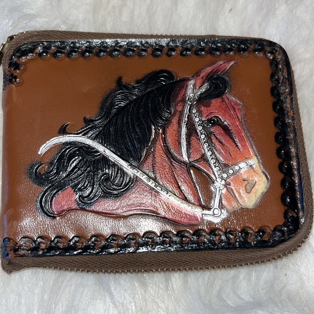 Antique 1950’s horse zip wallet Miracle Hyde cowboy cowgirl rodeo horse western